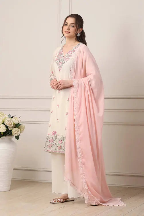 Off White Embroidered Salwar Suit My Store