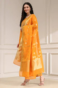 Yellow Banarasi Silk Anarkali Suit My Store