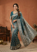 Teal Banarasi Silk Saree My Store
