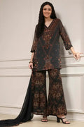 Black Floral Printed Sharara Suit My Store