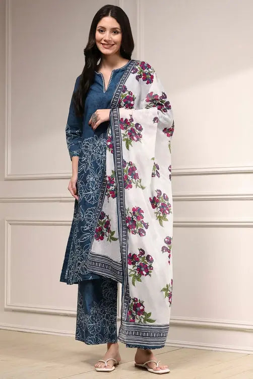 White Floral Embroidered Salwar Suit My Store