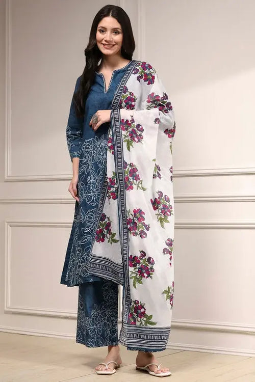 White Floral Embroidered Salwar Suit My Store