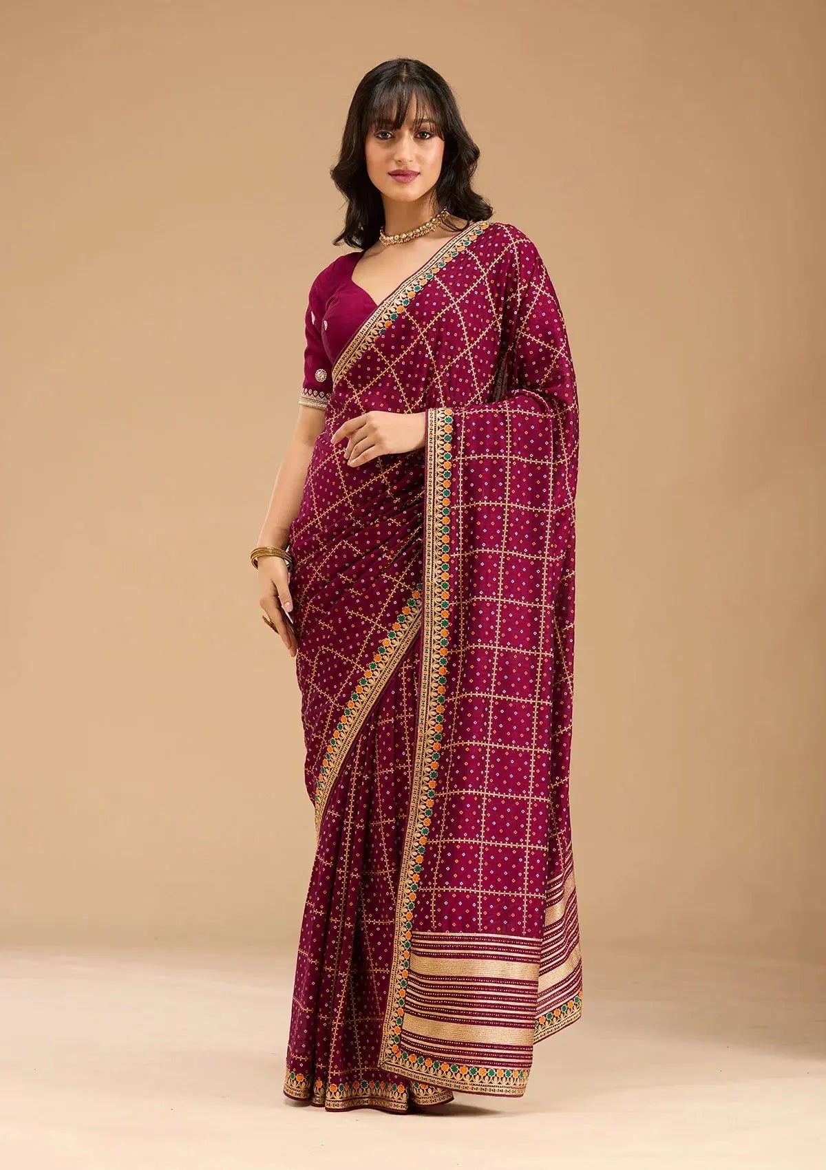 Brown Sequin Embroidered Saree My Store