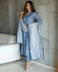 Indigo Bloom Printed Suit Set My Store