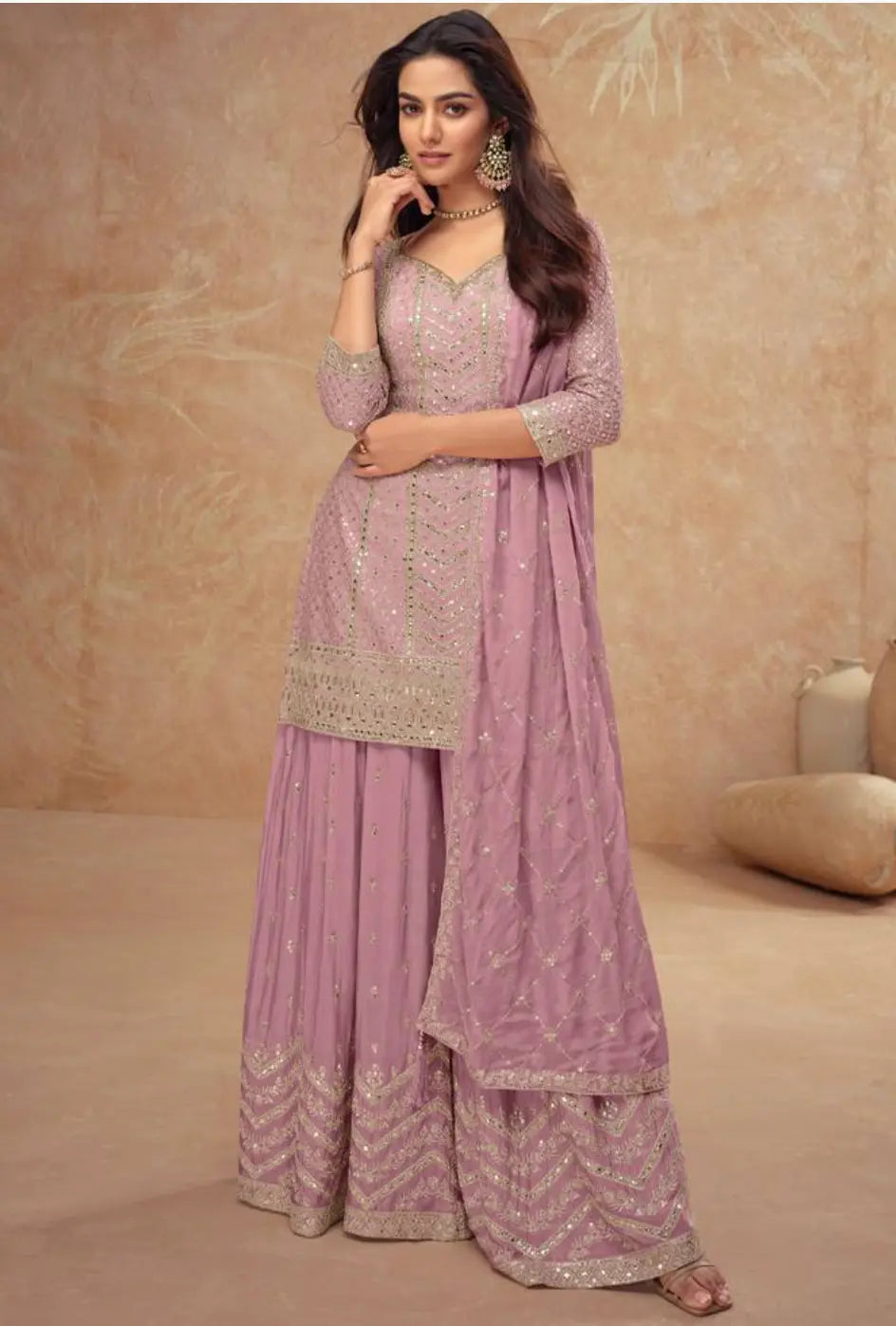 Lavender Sequin Sharara Suit My Store